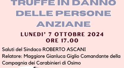 Incontro per la prevenzione delle truffe a danno degli anziani